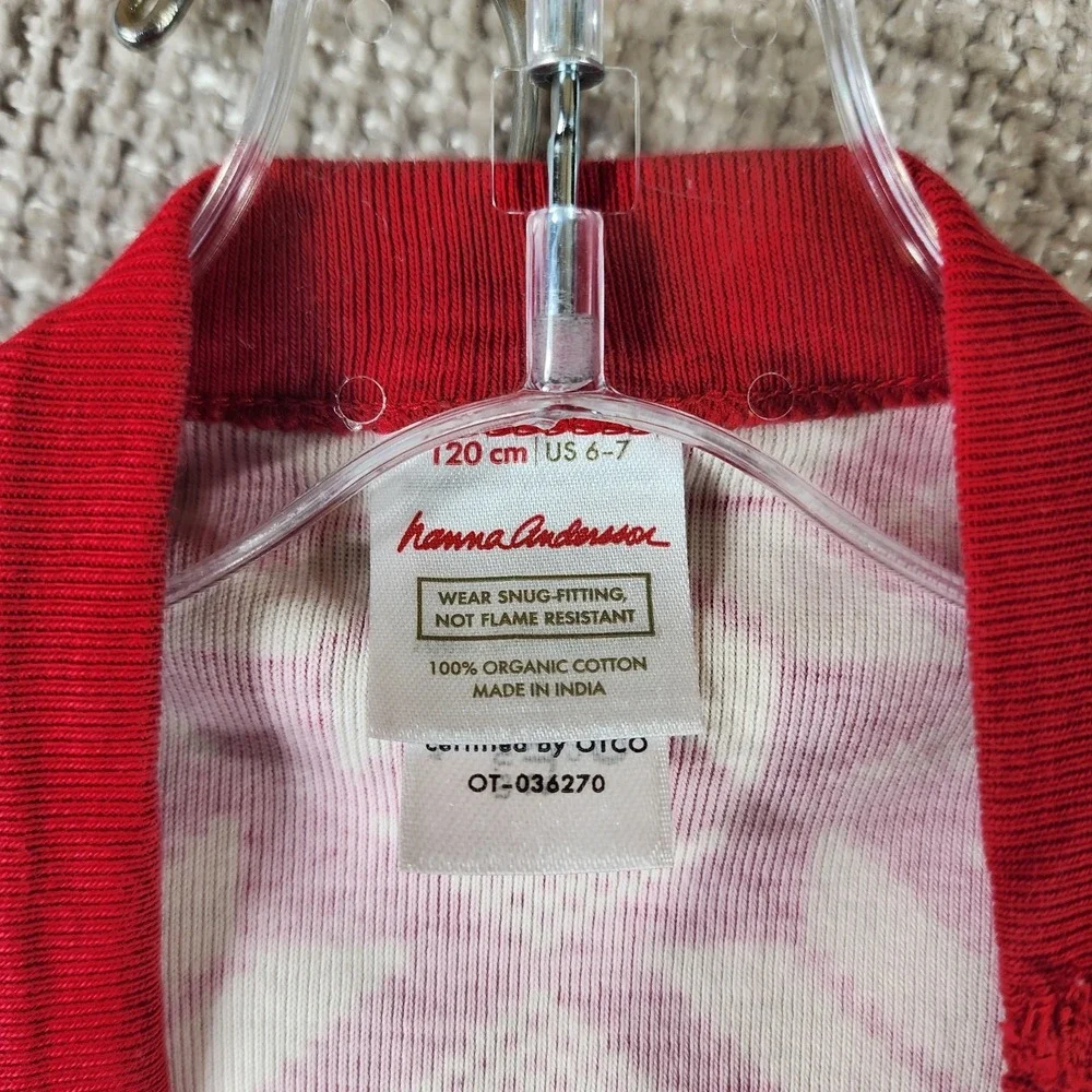 Hanna Andersson Organic Cotton Snowflake Pajama‎ Set Youth 6-7 Red Stretch Knit